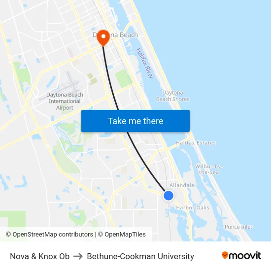 Nova & Knox Ob to Bethune-Cookman University map