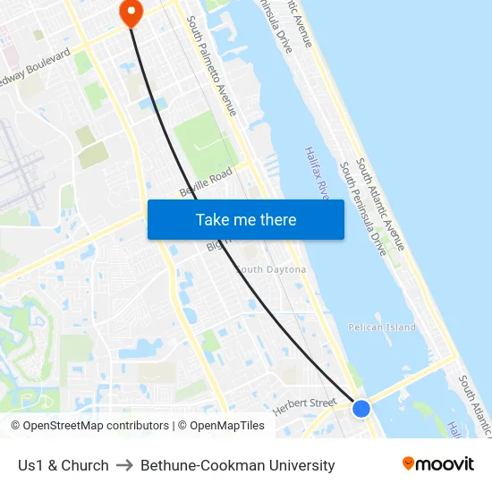 Us1 & Church to Bethune-Cookman University map