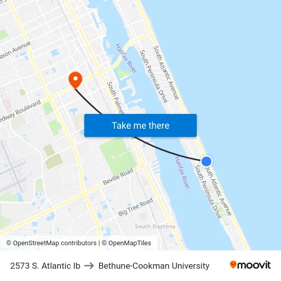 2573 S. Atlantic Ib to Bethune-Cookman University map