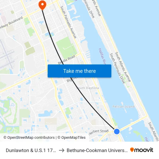 Dunlawton & U.S.1 17  Ib to Bethune-Cookman University map