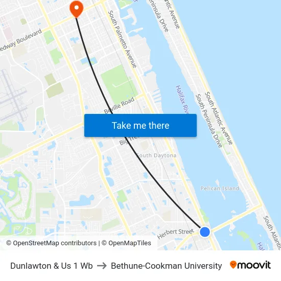 Dunlawton & Us 1 Wb to Bethune-Cookman University map