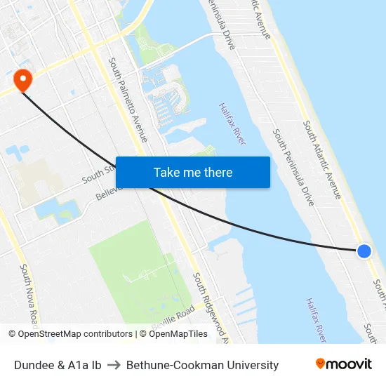 Dundee & A1a Ib to Bethune-Cookman University map