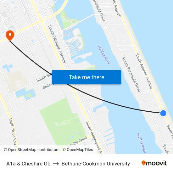 A1a & Cheshire Ob to Bethune-Cookman University map