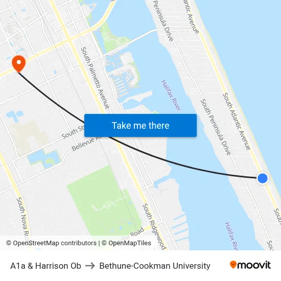 A1a & Harrison Ob to Bethune-Cookman University map