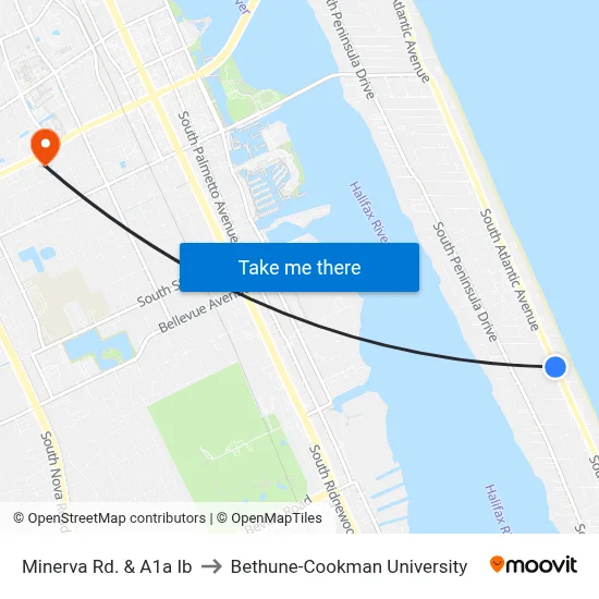 Minerva Rd. & A1a Ib to Bethune-Cookman University map