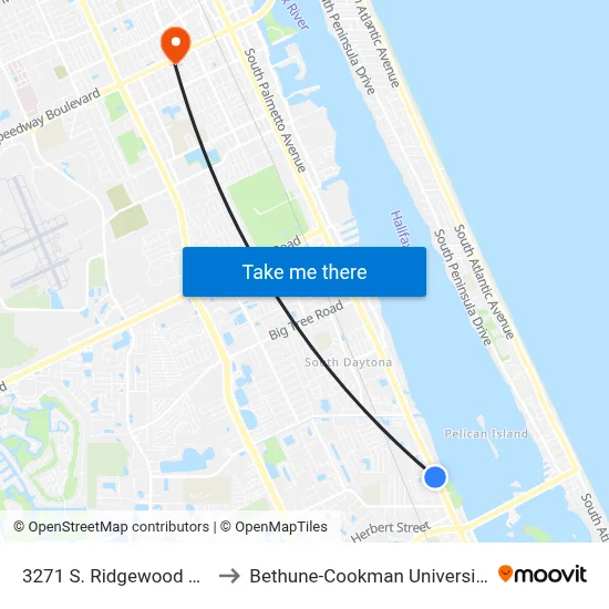 3271 S. Ridgewood Ob to Bethune-Cookman University map