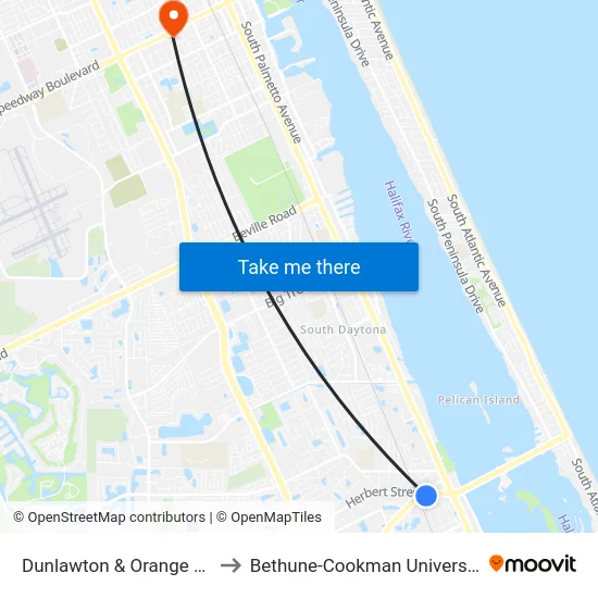 Dunlawton & Orange Ob to Bethune-Cookman University map