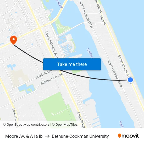 Moore Av. & A1a Ib to Bethune-Cookman University map