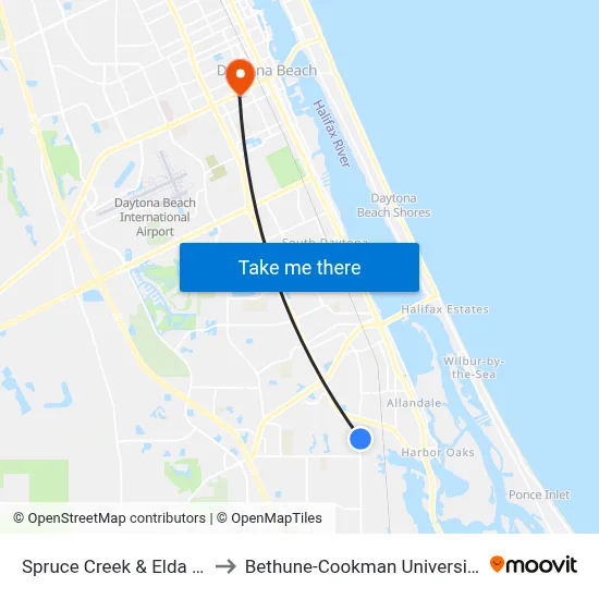 Spruce Creek & Elda Ib to Bethune-Cookman University map