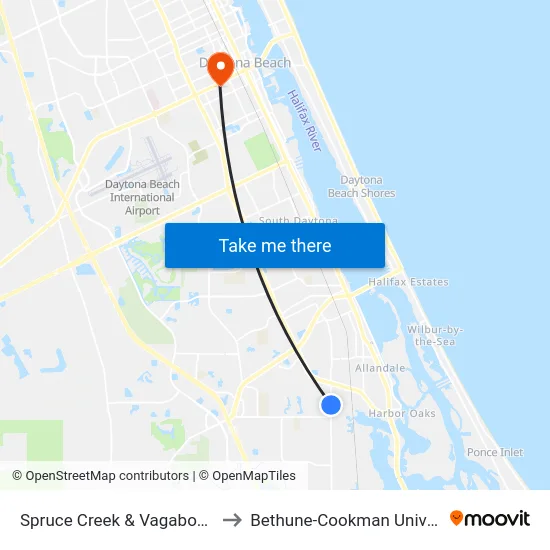 Spruce Creek & Vagabond Nb to Bethune-Cookman University map