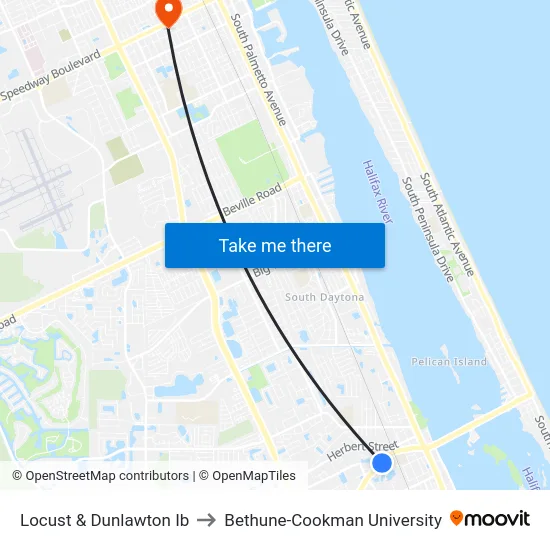 Locust & Dunlawton Ib to Bethune-Cookman University map