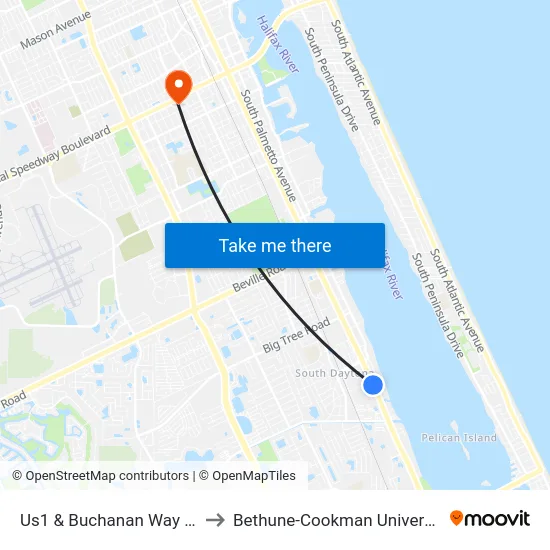 Us1 & Buchanan Way Ob to Bethune-Cookman University map