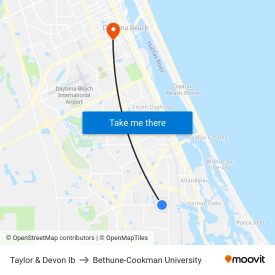Taylor & Devon Ib to Bethune-Cookman University map