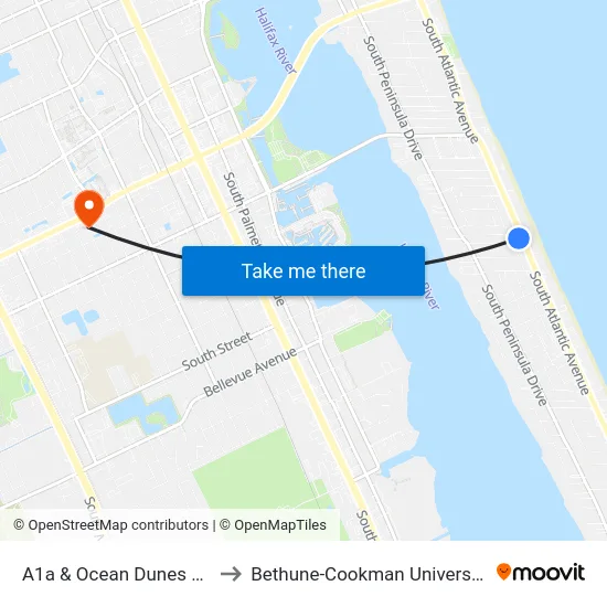 A1a & Ocean Dunes Ob to Bethune-Cookman University map