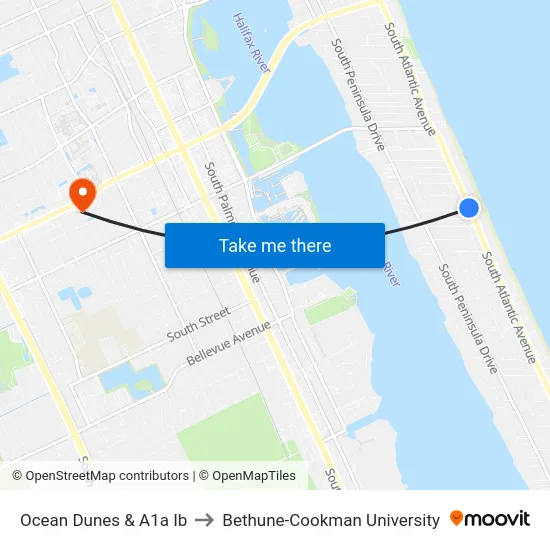 Ocean Dunes & A1a Ib to Bethune-Cookman University map