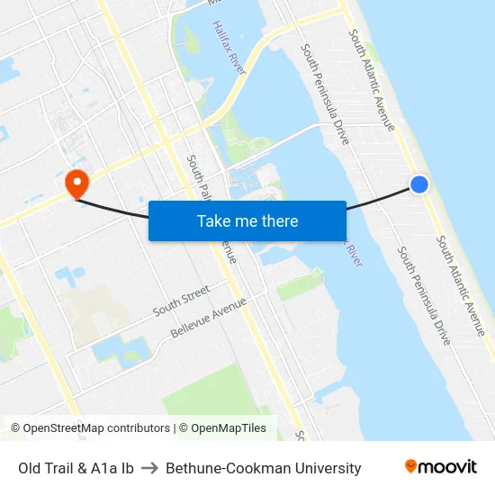 Old Trail & A1a Ib to Bethune-Cookman University map