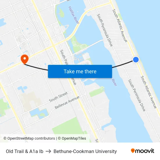 Old Trail & A1a Ib to Bethune-Cookman University map