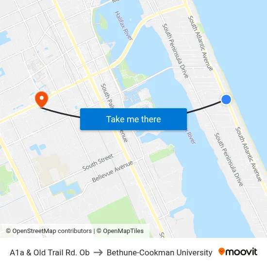 A1a & Old Trail Rd. Ob to Bethune-Cookman University map