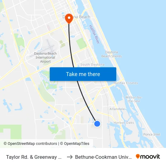Taylor Rd. & Greenway Dr. Ob to Bethune-Cookman University map