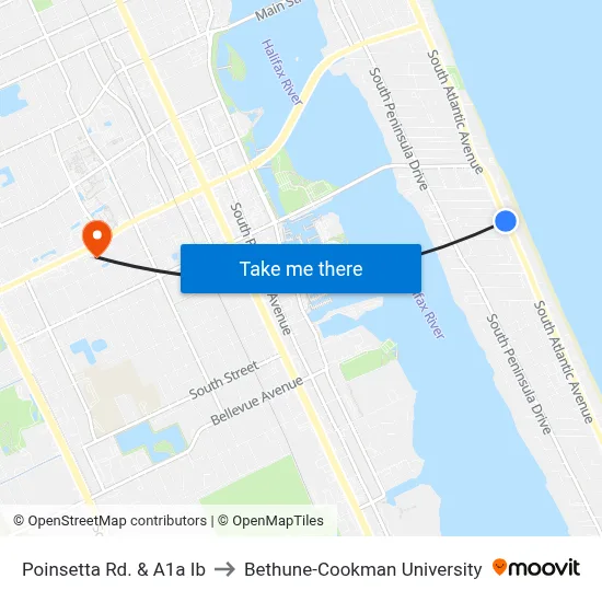 Poinsetta Rd. & A1a Ib to Bethune-Cookman University map