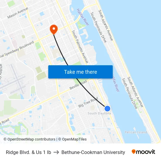 Ridge Blvd. & Us 1 Ib to Bethune-Cookman University map