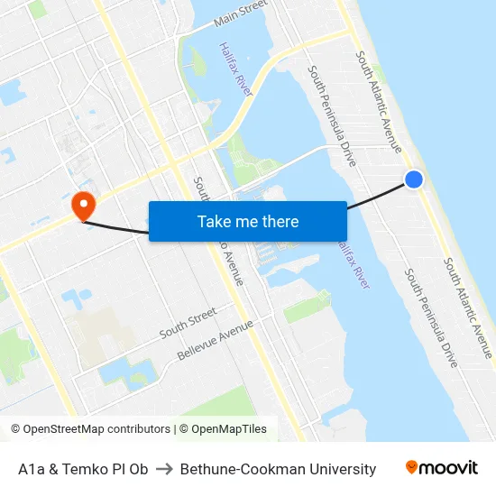 A1a & Temko Pl Ob to Bethune-Cookman University map
