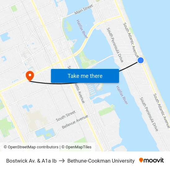 Bostwick Av. & A1a Ib to Bethune-Cookman University map