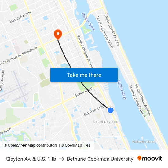 Slayton Av. & U.S. 1 Ib to Bethune-Cookman University map