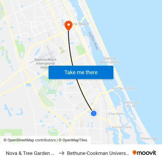 Nova & Tree Garden Ob to Bethune-Cookman University map