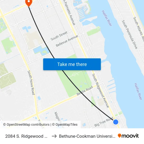 2084 S. Ridgewood Ob to Bethune-Cookman University map