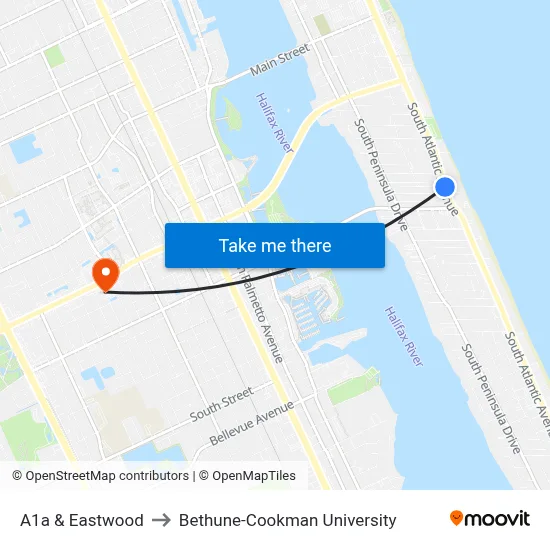A1a & Eastwood to Bethune-Cookman University map