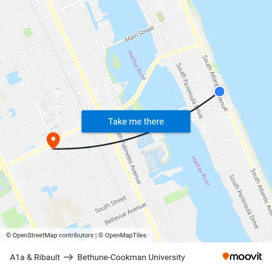 A1a & Ribault to Bethune-Cookman University map