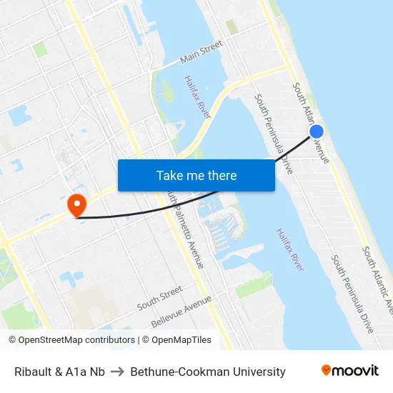 Ribault & A1a  Nb to Bethune-Cookman University map