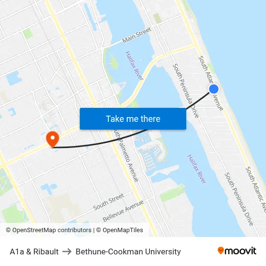 A1a & Ribault to Bethune-Cookman University map