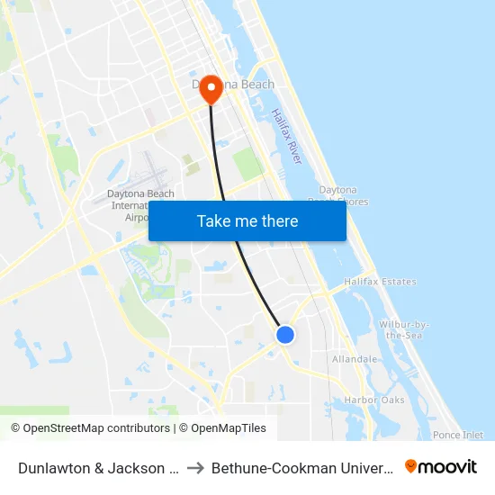 Dunlawton & Jackson Ob to Bethune-Cookman University map