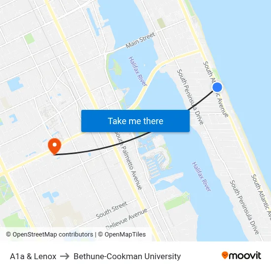 A1a & Lenox to Bethune-Cookman University map