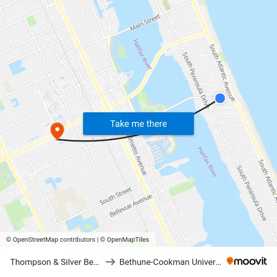 Thompson & Silver Beach to Bethune-Cookman University map