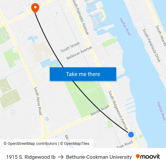 1915 S. Ridgewood Ib to Bethune-Cookman University map