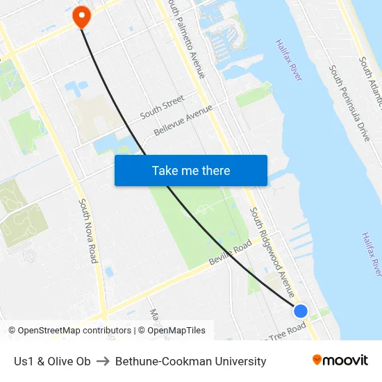 Us1 & Olive Ob to Bethune-Cookman University map