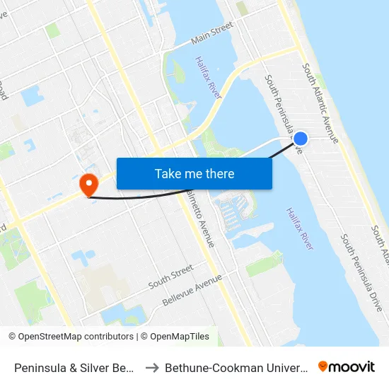 Peninsula & Silver Beach to Bethune-Cookman University map