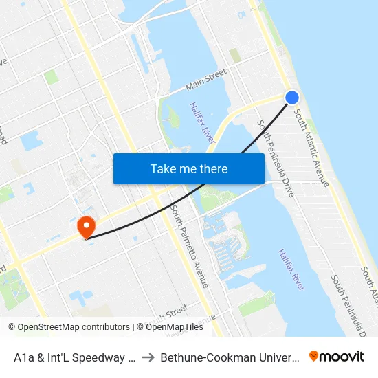 A1a & Int'L Speedway  Sb to Bethune-Cookman University map