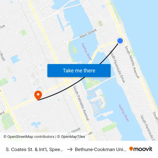 S. Coates St. & Int'L Speedway Ib to Bethune-Cookman University map