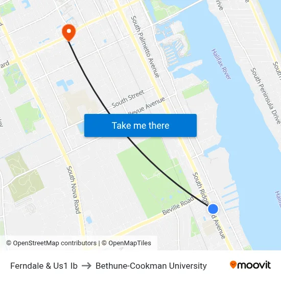 Ferndale & Us1 Ib to Bethune-Cookman University map