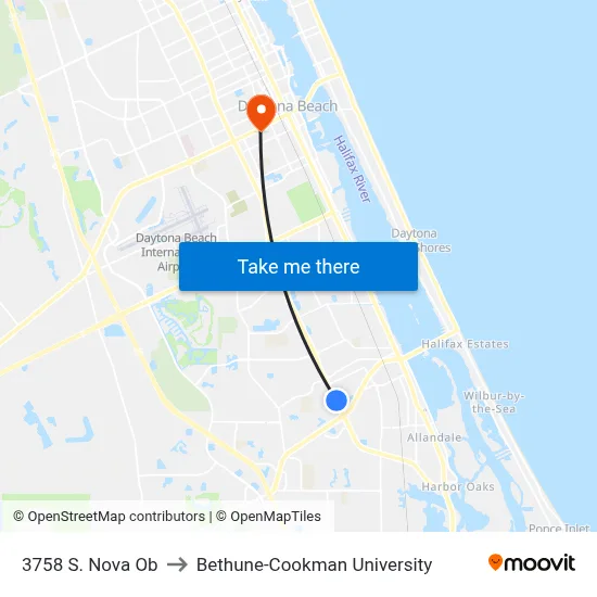 3758 S. Nova Ob to Bethune-Cookman University map