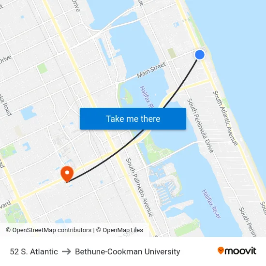 52 S. Atlantic to Bethune-Cookman University map