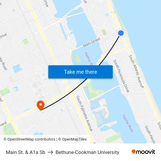 Main St. & A1a  Sb to Bethune-Cookman University map