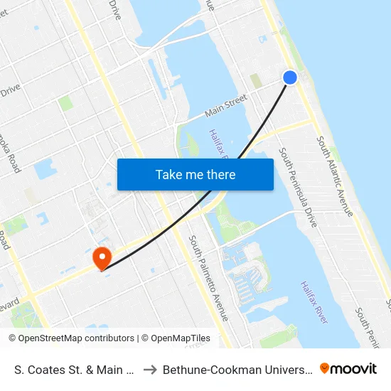 S. Coates St. & Main St. to Bethune-Cookman University map