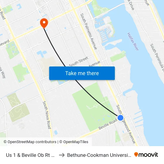 Us 1 & Beville Ob Rt 12 to Bethune-Cookman University map