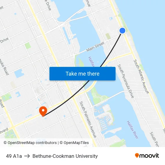 49 A1a to Bethune-Cookman University map