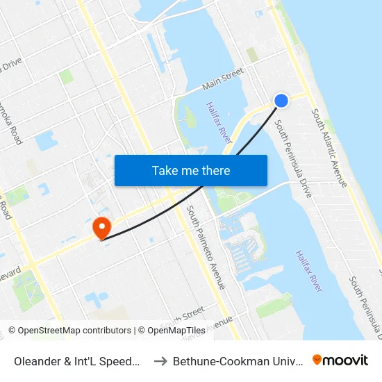 Oleander & Int'L Speedway Ib to Bethune-Cookman University map